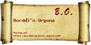 Bordán Orgona névjegykártya